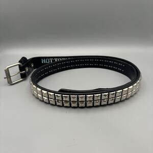 VTG Hot Topic Pyramid Studded Belt Black Silver Tone Size 42 Y2K Emo Goth Punk